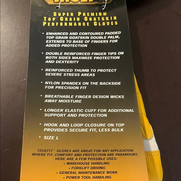 TrueFit 1490L Goatskin Performance Work Gloves - Picture 4 of 6